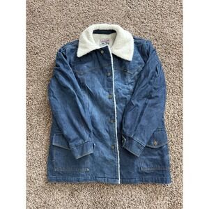 Vintage Lee Storm Rider Denim Chore Barn Jacket Mens XLL Sherpa Lined USA Made